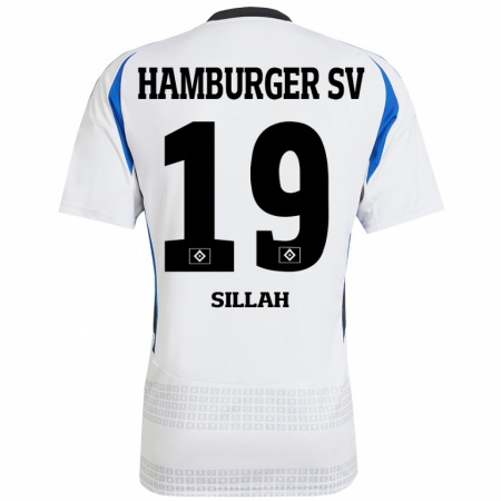 Kandiny Enfant Maillot Omar Sillah #19 Blanc Bleu Tenues Domicile 2024/25 T-Shirt