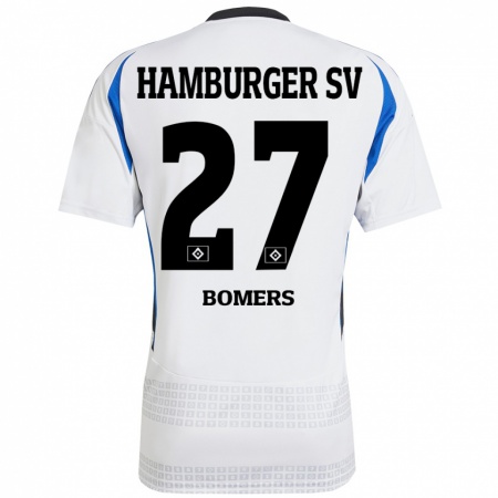 Kandiny Enfant Maillot Henrik Bomers #27 Blanc Bleu Tenues Domicile 2024/25 T-Shirt