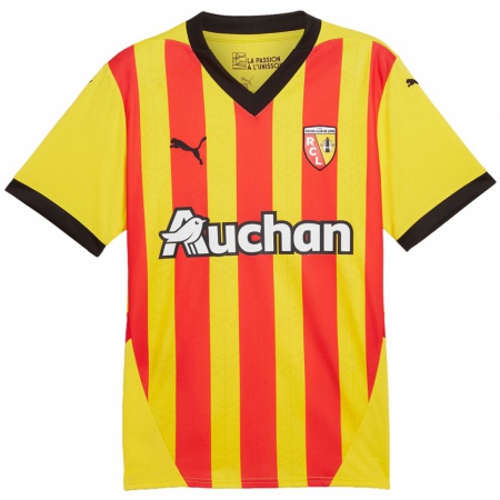 Kandiny Enfant Maillot Facundo Medina #14 Jaune Rouge Tenues Domicile 2024/25 T-Shirt