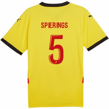 Kandiny Enfant Maillot Stijn Spierings #5 Jaune Rouge Tenues Domicile 2024/25 T-Shirt