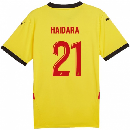 Kandiny Enfant Maillot Massadio Haidara #21 Jaune Rouge Tenues Domicile 2024/25 T-Shirt