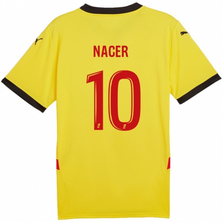 Kandiny Enfant Maillot Myriem Nacer #10 Jaune Rouge Tenues Domicile 2024/25 T-Shirt