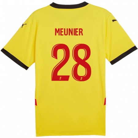 Kandiny Enfant Maillot Jennifer Meunier #28 Jaune Rouge Tenues Domicile 2024/25 T-Shirt