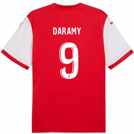 Kandiny Enfant Maillot Mohamed Daramy #9 Rouge Blanc Tenues Domicile 2024/25 T-Shirt