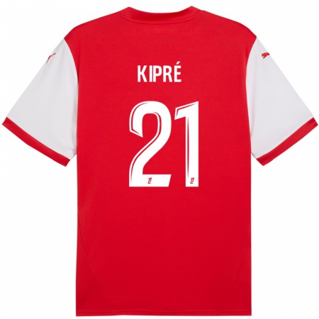 Kandiny Enfant Maillot Cédric Kipré #21 Rouge Blanc Tenues Domicile 2024/25 T-Shirt