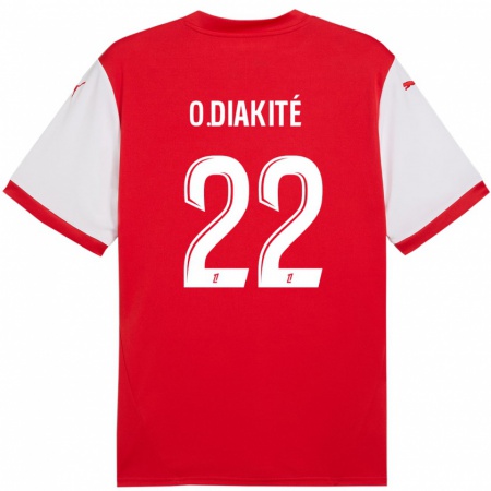 Kandiny Enfant Maillot Oumar Diakité #22 Rouge Blanc Tenues Domicile 2024/25 T-Shirt