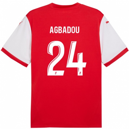 Kandiny Enfant Maillot Emmanuel Agbadou #24 Rouge Blanc Tenues Domicile 2024/25 T-Shirt