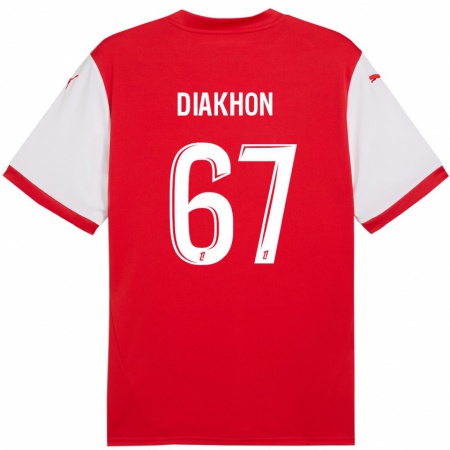 Kandiny Enfant Maillot Mamadou Diakhon #67 Rouge Blanc Tenues Domicile 2024/25 T-Shirt