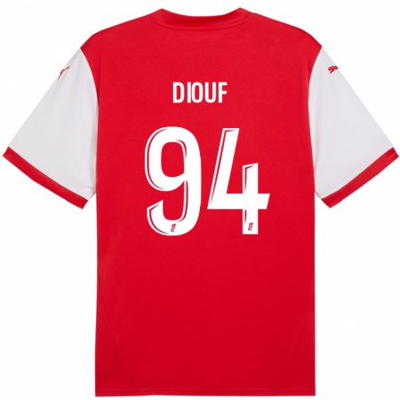 Kandiny Enfant Maillot Yehvann Diouf #94 Rouge Blanc Tenues Domicile 2024/25 T-Shirt