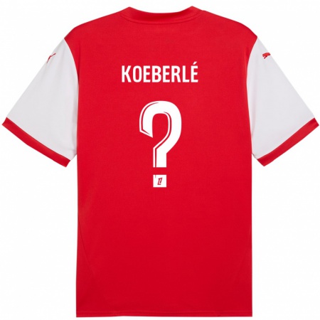 Kandiny Enfant Maillot Samuel Koeberlé #0 Rouge Blanc Tenues Domicile 2024/25 T-Shirt