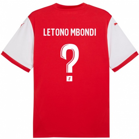 Kandiny Enfant Maillot Christ-Emmanuel Letono Mbondi #0 Rouge Blanc Tenues Domicile 2024/25 T-Shirt