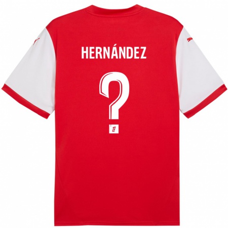 Kandiny Enfant Maillot Melvin Hernández #0 Rouge Blanc Tenues Domicile 2024/25 T-Shirt