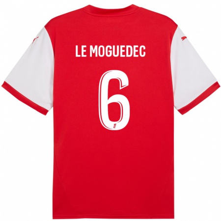 Kandiny Enfant Maillot Anaële Le Moguédec #6 Rouge Blanc Tenues Domicile 2024/25 T-Shirt