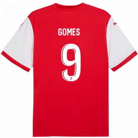 Kandiny Enfant Maillot Mélissa Gomes #9 Rouge Blanc Tenues Domicile 2024/25 T-Shirt