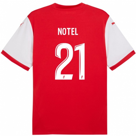 Kandiny Enfant Maillot Léa Notel #21 Rouge Blanc Tenues Domicile 2024/25 T-Shirt