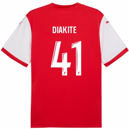 Kandiny Enfant Maillot Ibrahim Diakité #41 Rouge Blanc Tenues Domicile 2024/25 T-Shirt