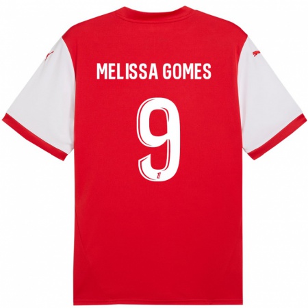 Kandiny Enfant Maillot Melissa Ferreira Gomes #9 Rouge Blanc Tenues Domicile 2024/25 T-Shirt