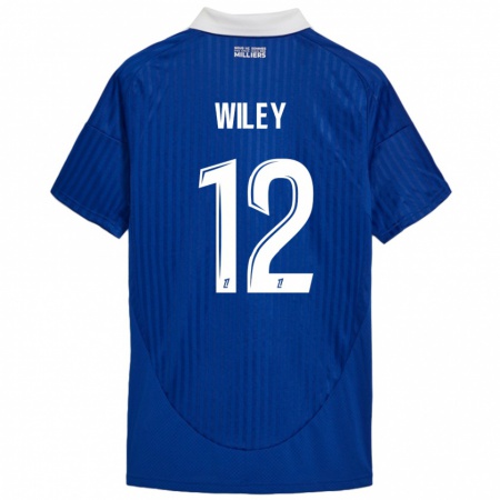 Kandiny Enfant Maillot Caleb Wiley #12 Bleu Blanc Tenues Domicile 2024/25 T-Shirt