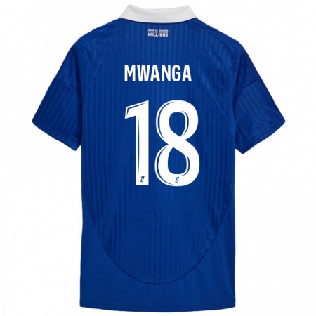 Kandiny Enfant Maillot Junior Mwanga #18 Bleu Blanc Tenues Domicile 2024/25 T-Shirt