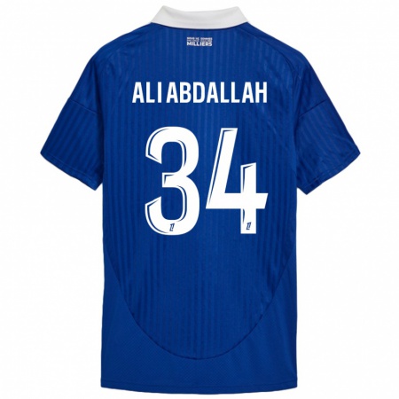 Kandiny Enfant Maillot Aboubacar Ali Abdallah #34 Bleu Blanc Tenues Domicile 2024/25 T-Shirt