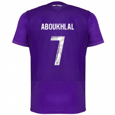 Kandiny Enfant Maillot Zakaria Aboukhlal #7 Violet Blanc Tenues Domicile 2024/25 T-Shirt