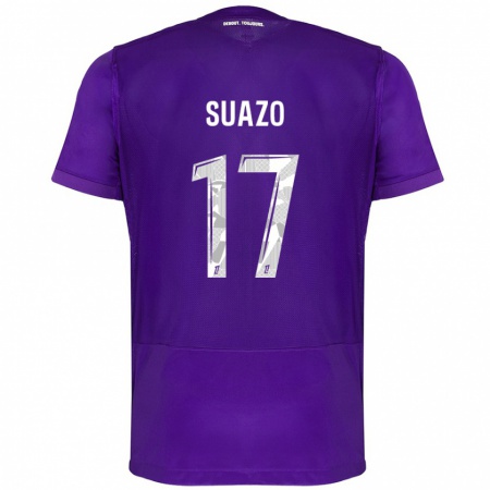 Kandiny Enfant Maillot Gabriel Suazo #17 Violet Blanc Tenues Domicile 2024/25 T-Shirt