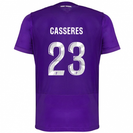 Kandiny Enfant Maillot Cristian Cásseres Jr. #23 Violet Blanc Tenues Domicile 2024/25 T-Shirt