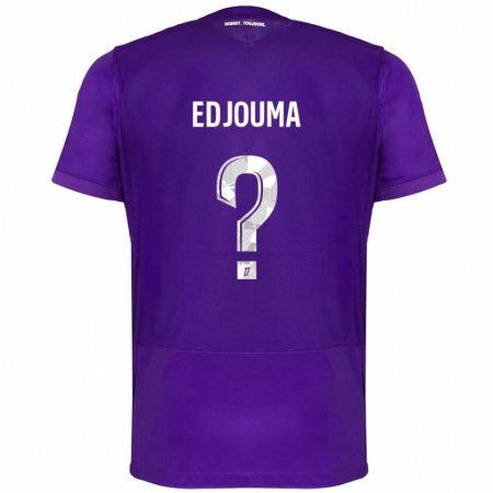 Kandiny Enfant Maillot Noah Edjouma #0 Violet Blanc Tenues Domicile 2024/25 T-Shirt