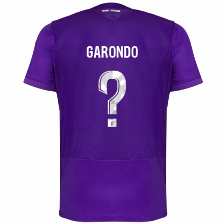 Kandiny Enfant Maillot Thibaud Garondo #0 Violet Blanc Tenues Domicile 2024/25 T-Shirt