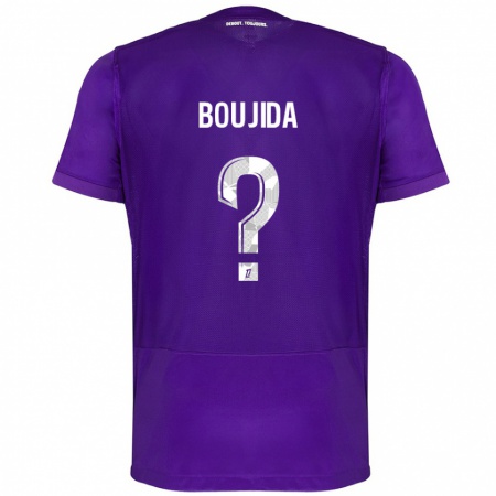 Kandiny Enfant Maillot Hamza Boujida #0 Violet Blanc Tenues Domicile 2024/25 T-Shirt