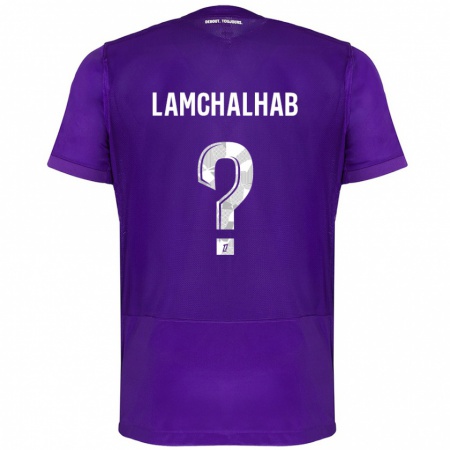 Kandiny Enfant Maillot Merwan Lamchalhab #0 Violet Blanc Tenues Domicile 2024/25 T-Shirt