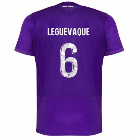 Kandiny Enfant Maillot Laurie Leguevaque #6 Violet Blanc Tenues Domicile 2024/25 T-Shirt