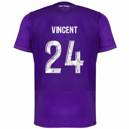 Kandiny Enfant Maillot Magalie Vincent #24 Violet Blanc Tenues Domicile 2024/25 T-Shirt