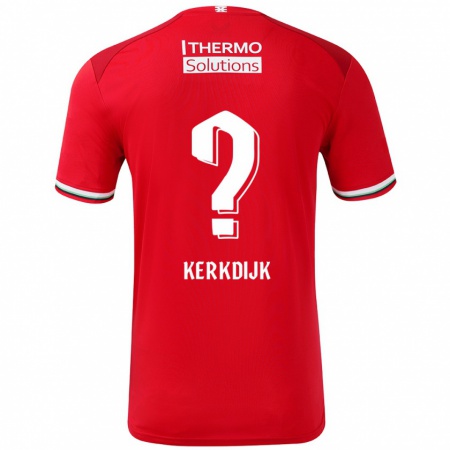 Kandiny Enfant Maillot Jesper Kerkdijk #0 Rouge Blanc Tenues Domicile 2024/25 T-Shirt