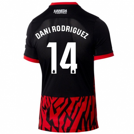 Kandiny Enfant Maillot Dani Rodríguez #14 Noir Rouge Tenues Domicile 2024/25 T-Shirt