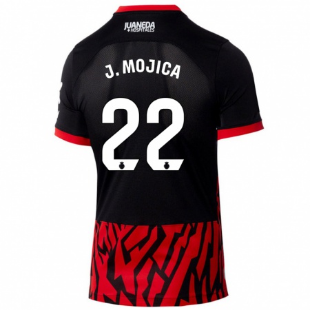 Kandiny Enfant Maillot Johan Mojica #22 Noir Rouge Tenues Domicile 2024/25 T-Shirt