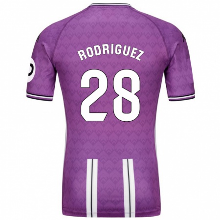 Kandiny Enfant Maillot Yago Rodríguez #28 Violet Blanc Tenues Domicile 2024/25 T-Shirt