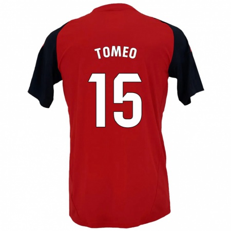 Kandiny Enfant Maillot Pablo Tomeo #15 Rouge Noir Tenues Domicile 2024/25 T-Shirt