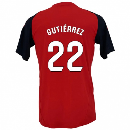 Kandiny Enfant Maillot Juan Gutiérrez #22 Rouge Noir Tenues Domicile 2024/25 T-Shirt