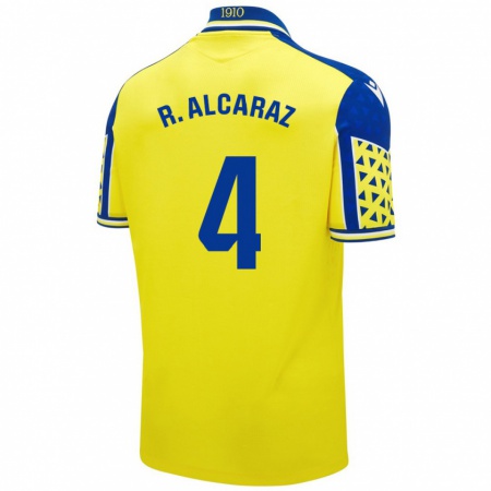 Kandiny Enfant Maillot Rubén Alcaraz #4 Jaune Bleu Tenues Domicile 2024/25 T-Shirt