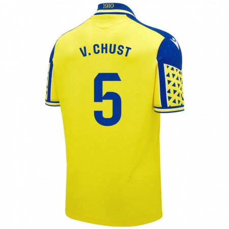 Kandiny Enfant Maillot Víctor Chust #5 Jaune Bleu Tenues Domicile 2024/25 T-Shirt