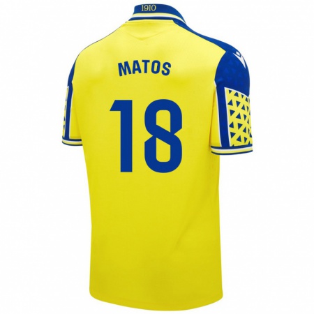 Kandiny Enfant Maillot José Matos #18 Jaune Bleu Tenues Domicile 2024/25 T-Shirt