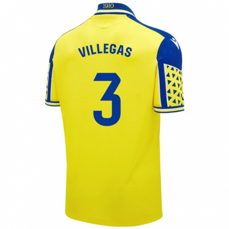 Kandiny Enfant Maillot Virginia Villegas Rico #3 Jaune Bleu Tenues Domicile 2024/25 T-Shirt