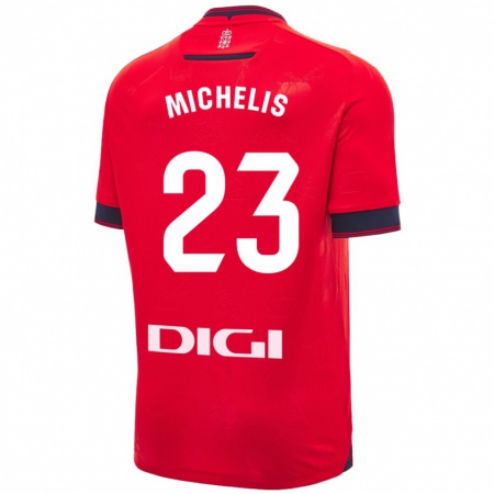 Kandiny Enfant Maillot Nikolaos Michelis #23 Rouge Blanc Tenues Domicile 2024/25 T-Shirt