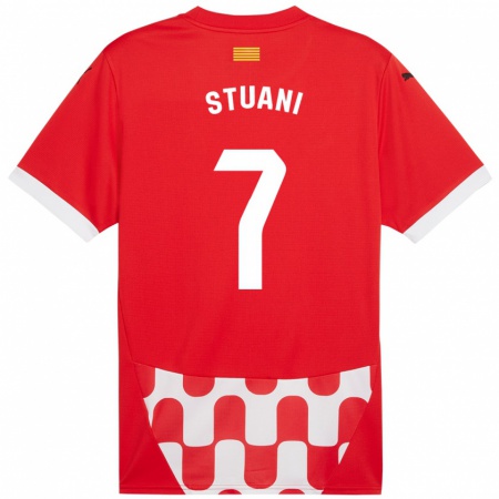 Kandiny Enfant Maillot Cristhian Stuani #7 Rouge Blanc Tenues Domicile 2024/25 T-Shirt