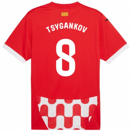 Kandiny Enfant Maillot Viktor Tsygankov #8 Rouge Blanc Tenues Domicile 2024/25 T-Shirt