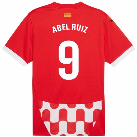 Kandiny Enfant Maillot Abel Ruiz #9 Rouge Blanc Tenues Domicile 2024/25 T-Shirt