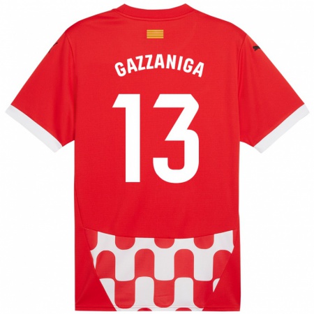 Kandiny Enfant Maillot Paulo Gazzaniga #13 Rouge Blanc Tenues Domicile 2024/25 T-Shirt