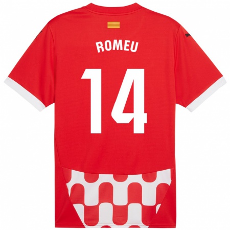 Kandiny Enfant Maillot Oriol Romeu #14 Rouge Blanc Tenues Domicile 2024/25 T-Shirt