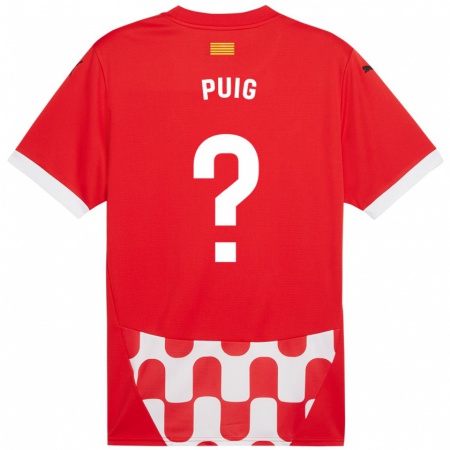 Kandiny Enfant Maillot Sergi Puig #0 Rouge Blanc Tenues Domicile 2024/25 T-Shirt